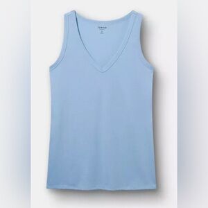 #x428 - Torrid Girlfriend Signature Jersey V-Neck Tank Top Frozen Fjord Blue